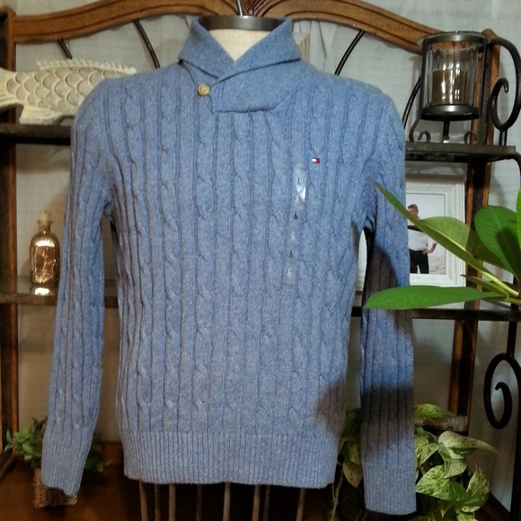 Tommy Hilfiger Springfield Shawl Collar Sweater Grey Mens Small New